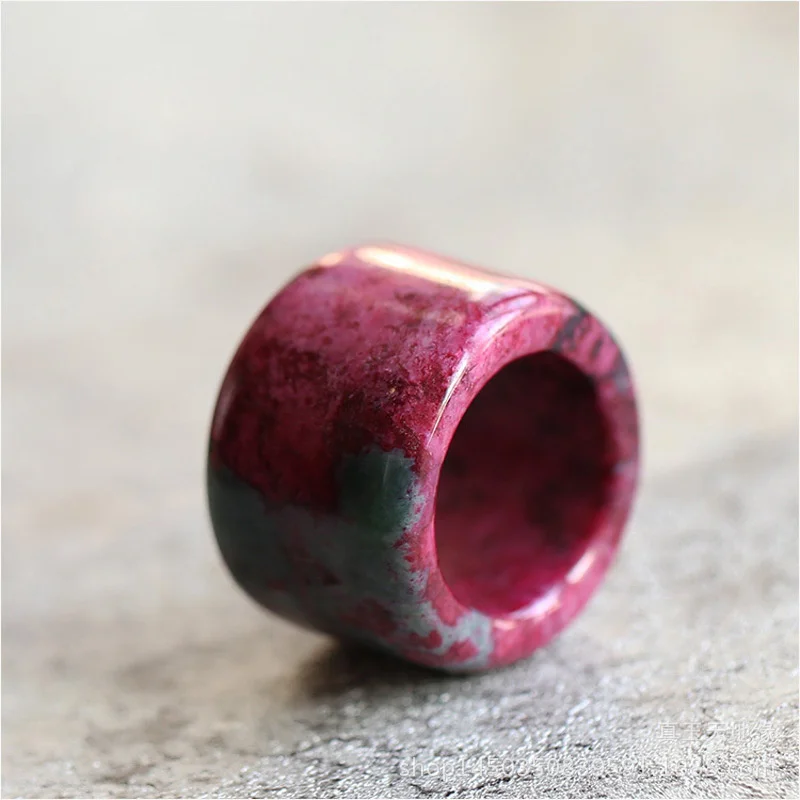 Hot selling / hand-carve Peach Blossom Chicken Blood Jade ring fashion Jewelry Men Women Luck Gifts Amulet