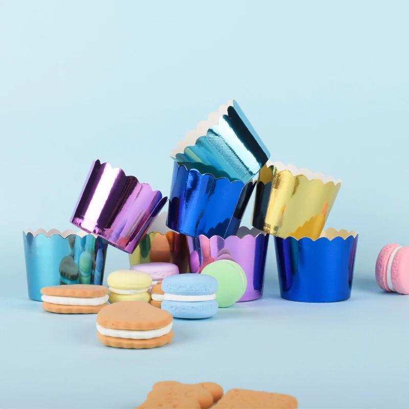 50pcs Gorgeous big foil Cupcake paper Holders wedding decorations Wrapper Wraps cake box Muffin Paper Holders