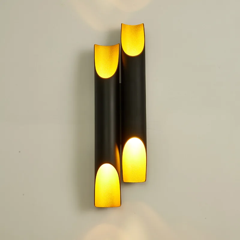 

Modern simple black/white aluminum wall lamp double head oblique mouth restaurant bar hotel mall creative lights