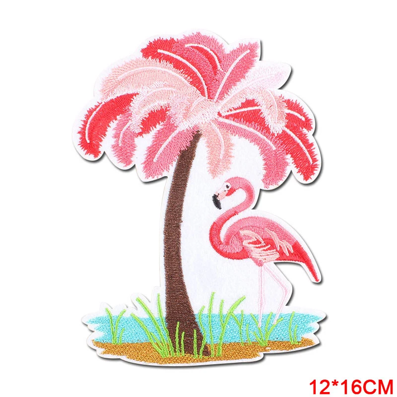 Coconut tree Patches Embroidery Iron On Patch For Clothing DIY Creative Badges Hot Transfer Stickers Denim Jacket Appliques F