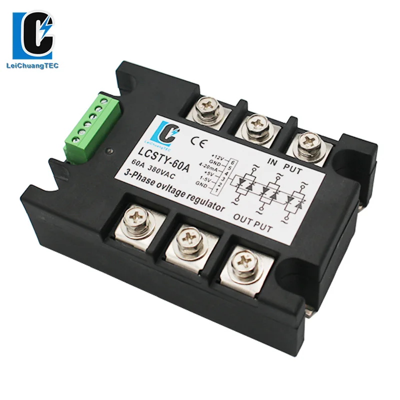 380VAC 40A-120A Control Signal 4-20mA or 1-5V Three Phase Voltage Regulator Power Controller Module