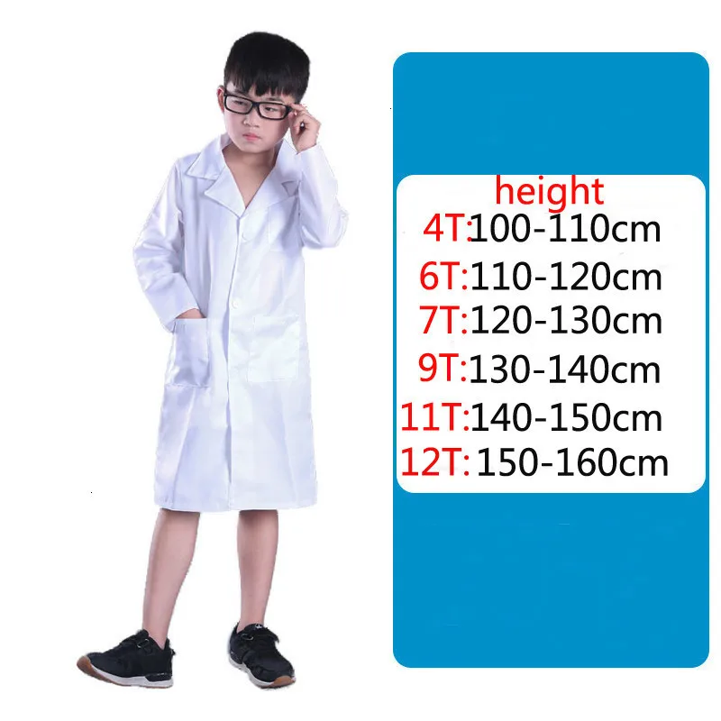 เด็กคอสเพลย์วิทยาศาสตร์สีขาว Lab เสื้อผ้าทดลองป้องกันพิเศษ Class Cosplay Doctor เครื่องแต่งกายสำหรับเด็ก