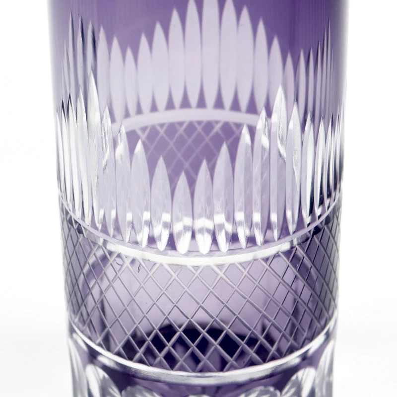 Hand Cut Glass Cup Vase Home Decoration Japanese Edo Kiriko Beer Glasses Purple Cup