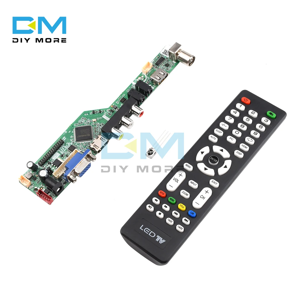 Universal LCD TV Controller Driver Board Resolution TV Motherboard VGA/HDMI/AV/TV/USB HDMI Interface Remote Controller