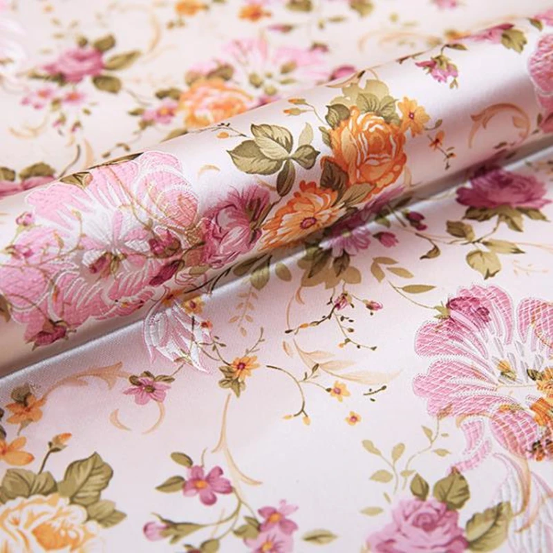 Jacquard Polyester Fabric Brocade Top Selling China Rose Flowers Design Pattern Fabrics For Elegant Women Cheongsam