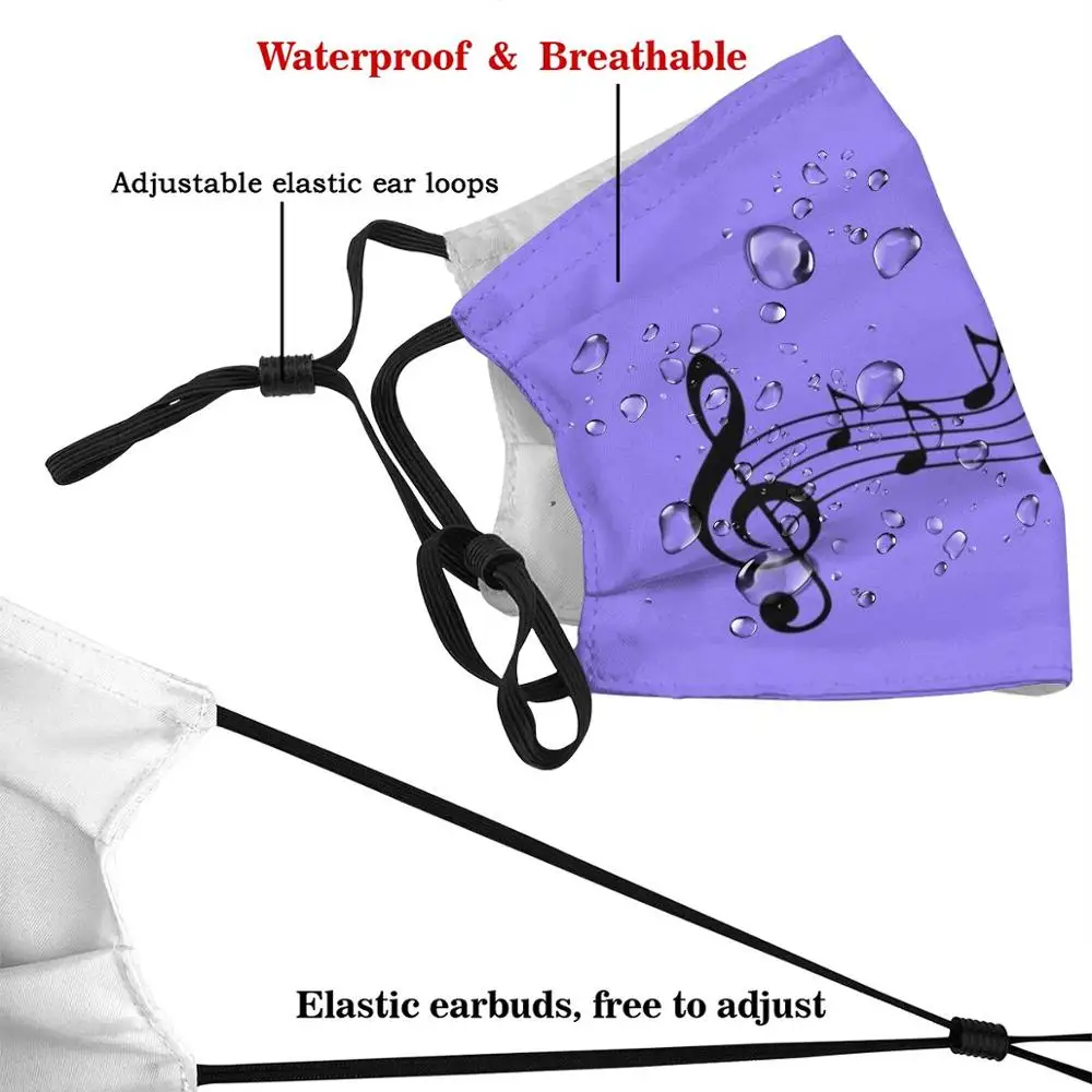 Music Notes On Purple Background Print Washable Filter Anti Dust Mouth Mask Face Mask For Musicians Music Notes Purple Prince