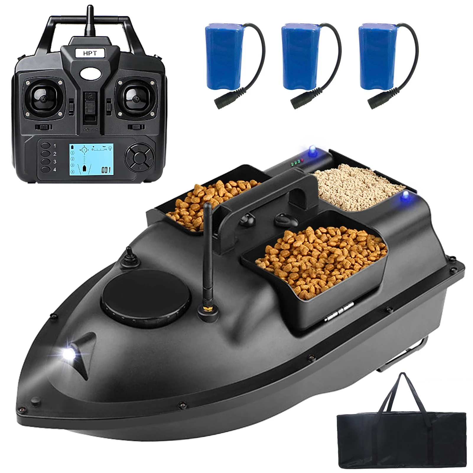 GPS RC Fishing Bait Boat with 3pcs 12000mah Batteries and Bag Auto Cruise 2KG Loading 500M Remote Control Fish Finder Ships