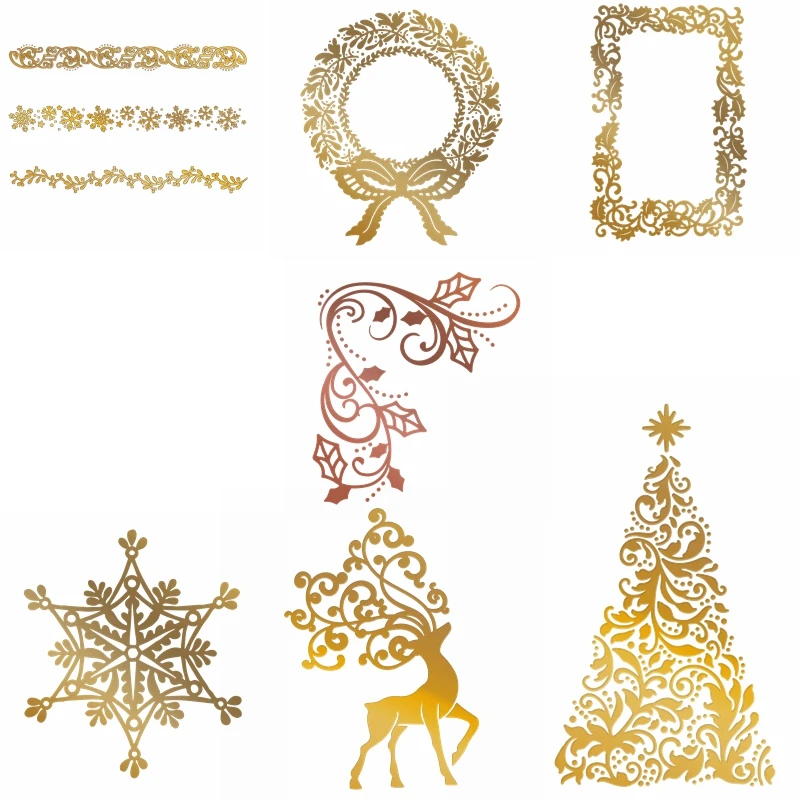 

Christmas Tree Snowflake Lace Deer Metal Cutting Dies Hot Foil Plates Card Making Scrapbooking Embossing Craft New Stencils
