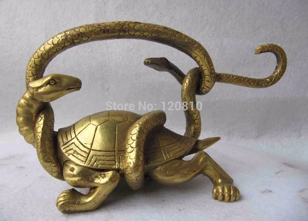 

JJJ000++ china Excellent Copper brass Dragon Turtle Snake Myth Basaltic God beast statue