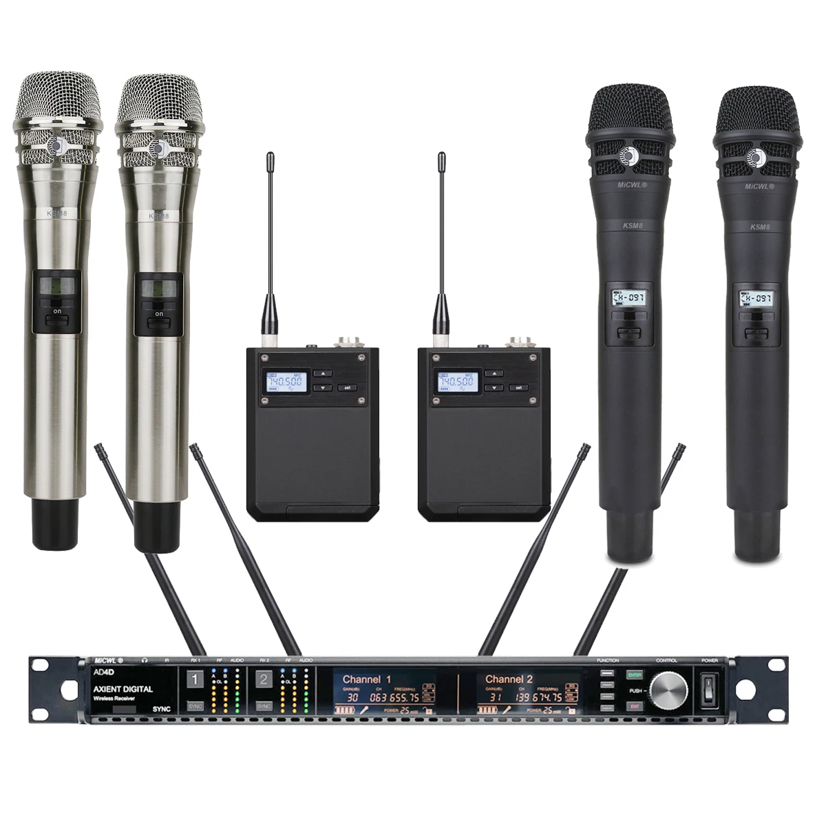 

Popular Dual KSM8 Handheld AD4D True Diversity Wireless Karaoke Microphone System ADX2 300 Channel UHF Frequency Large Range