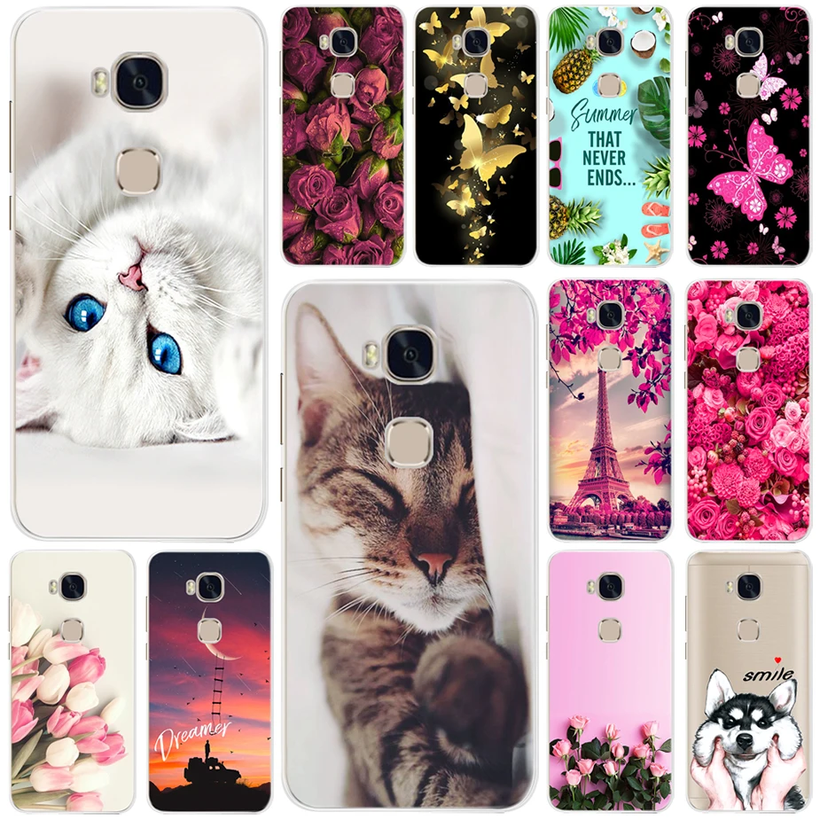 Милый силиконовый чехол для Huawei Honor 5X 5 X, защитный чехол из мягкого ТПУ с диагональю 5,5 дюйма для Huawei GR5 2016, Honor 5X, чехол для телефона