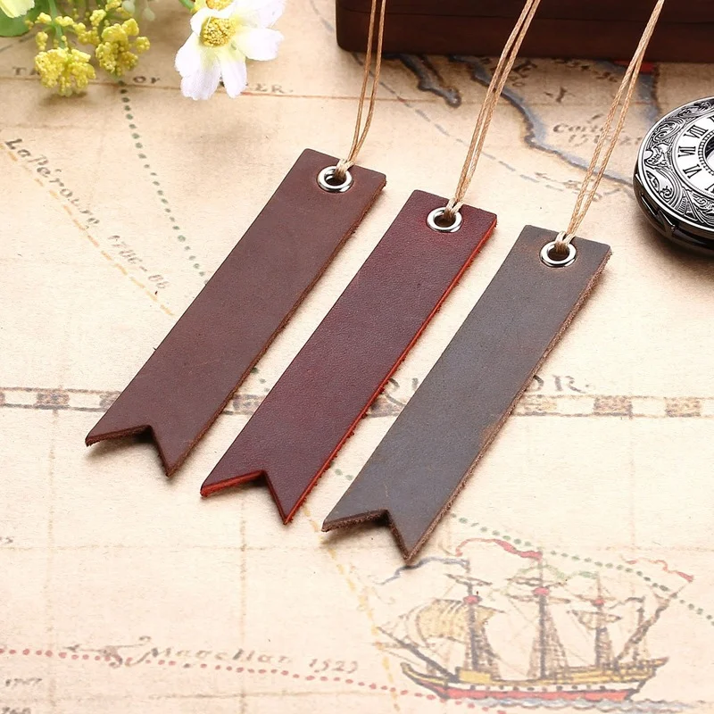 Vintage Bookmarks Stationery Genuine Leather Tag Read Marks School Office Supply Teacher Gift