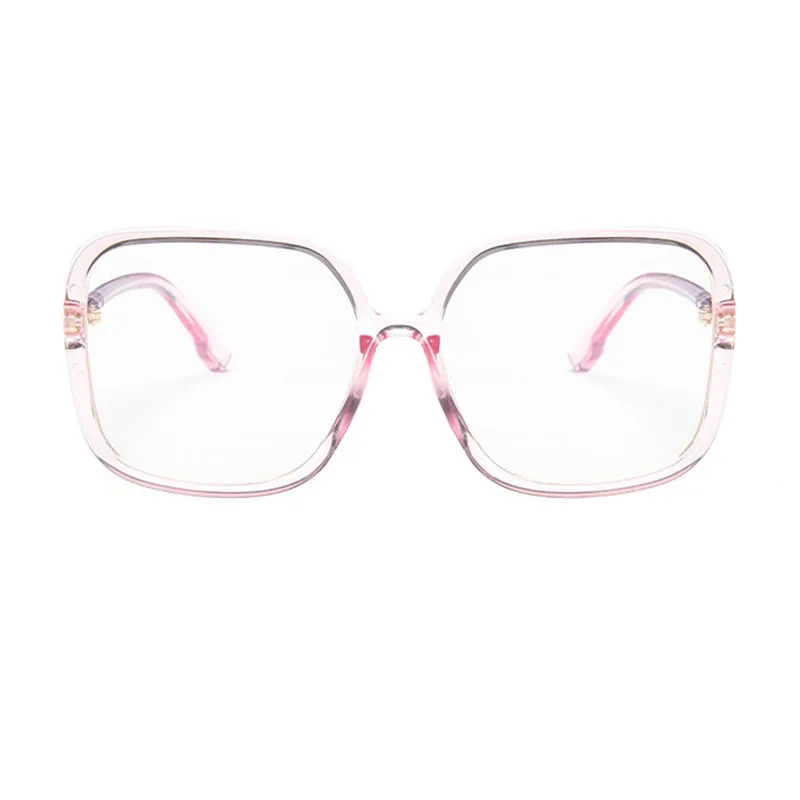 Oversized Pink Square Glasses Clear Lens | Transparent Frame Fashion Eyewear Oversized Vintage Retro Style Clear Lens EYE GLASSES Large  main image 4