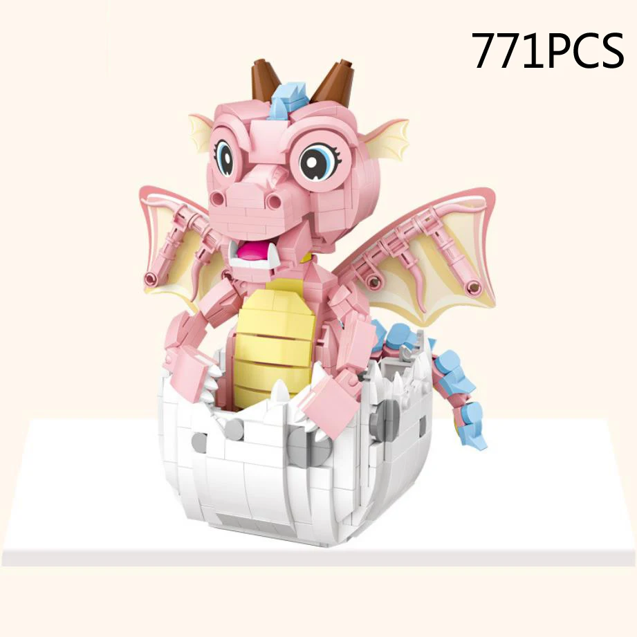 Hot Creative Pink Baby Dragon Egg Mini Block Lovely Animals Model Building Bricks Educational Toys Collection For Kids Gifts