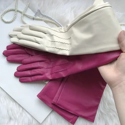 Woman Gloves Embroider New Long Sheepskin Gloves Elbow Arm Sleeve Lady Genuine Leather Thin Fashion Gloves