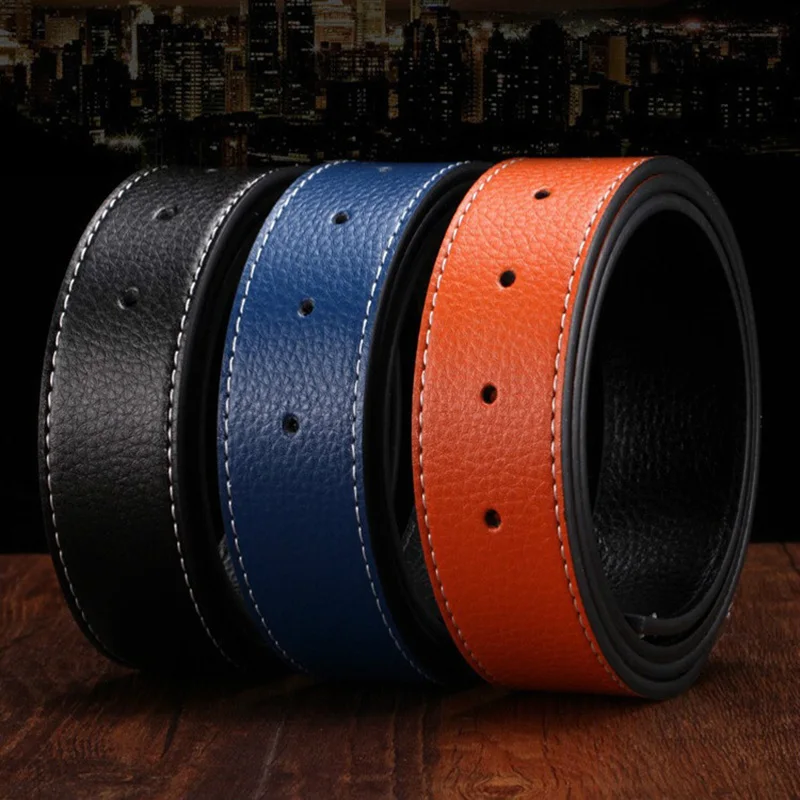 New Luxury Brand H Belts for Men High Quality Buckle Male Strap Genuine Leather Waistband Ceinture Homme,No Buckle 3.8cm Belt