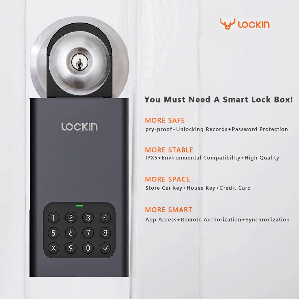 Lockin-インテリジェントキー収納ロックボックス,Bluetoothワイヤレスパスワード,合金安全ボックス,IPX5防水,Tuyaアプリリモコン,新品