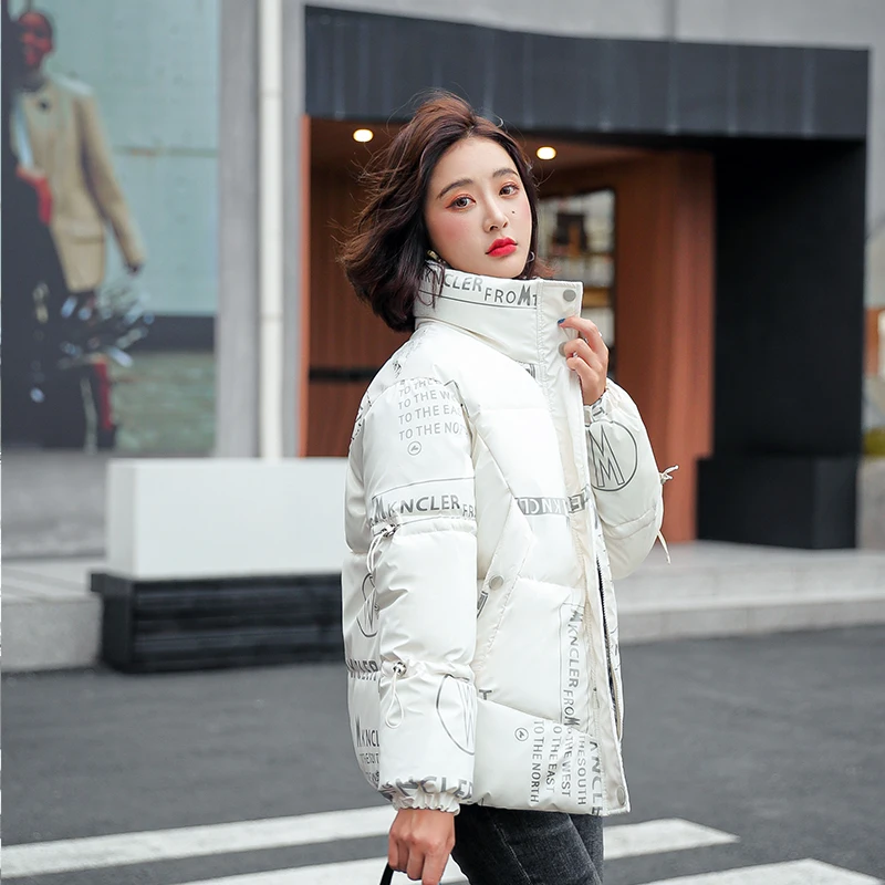 2023 Winter Unten Jacke Weibliche Shiny Parker Mantel Baumwolle Jacke Frauen Kurze Oberbekleidung Mode Koreanische Lose Warme Mantel Damen