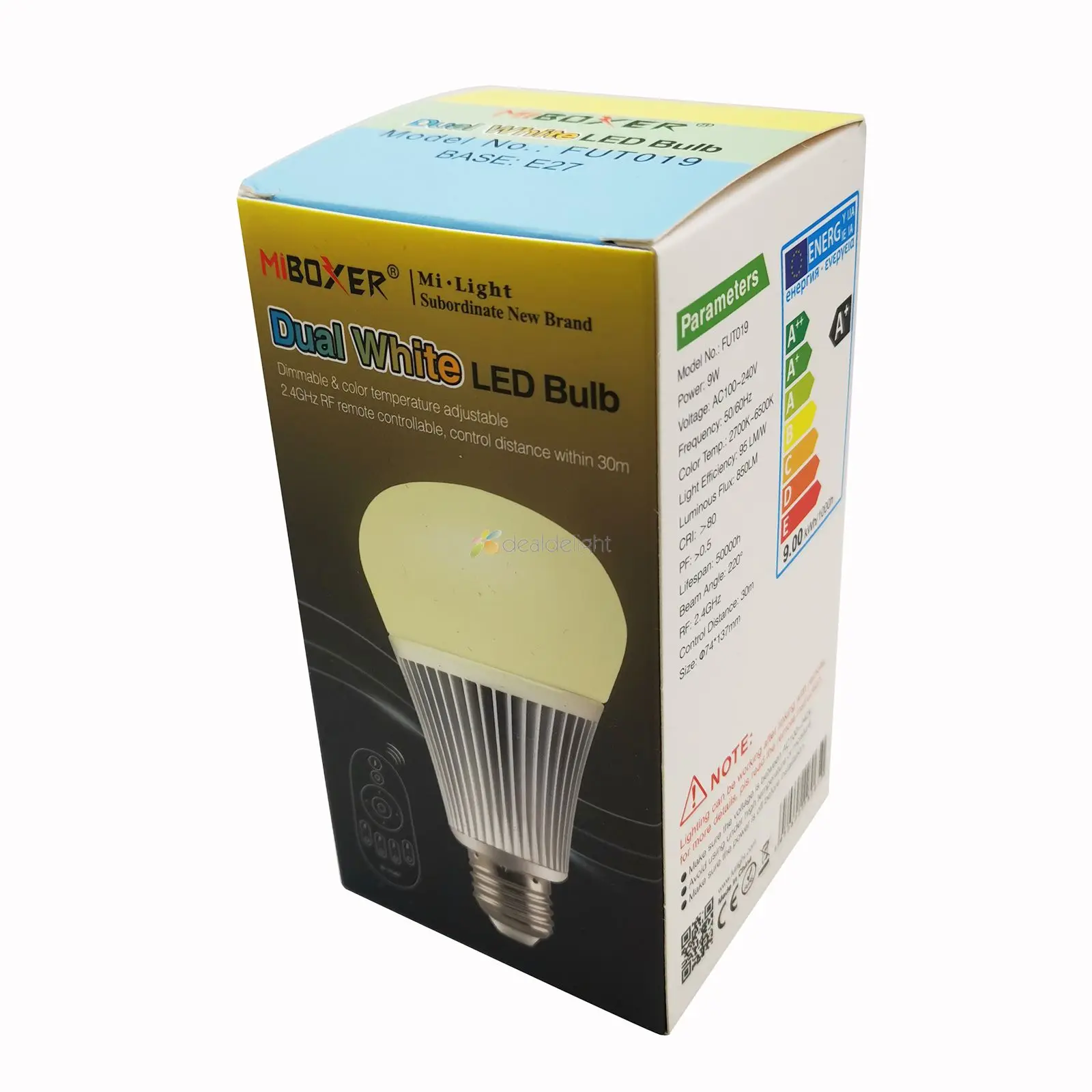 

10pcs Miboxer 2.4G 9W E27 Wireless CW/WW Dual White (Cool white + Warm White) LED Bulb Light Lamp FUT019 Color temp Adjust