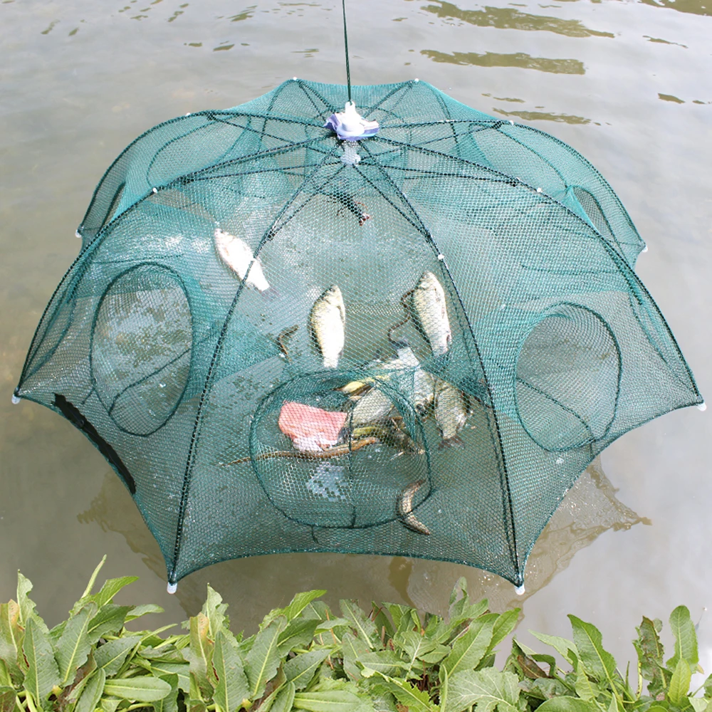 Folded Portable 20 Holes Fishing Net Network Casting Crayfish Catcher Shrimp Minnow Crab Baits Trap Cages Mesh Fish Nets Tool