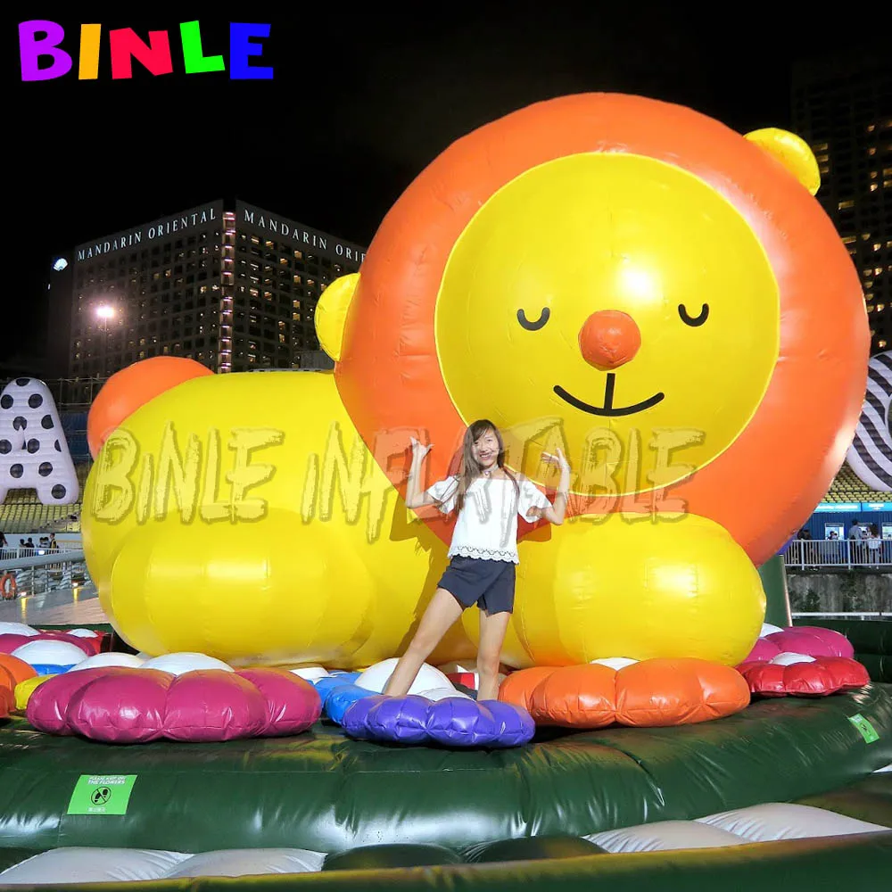 Zoo park lying yellow giant inflatable lion,event cartoon mascot balloon for Concert outdoor art party decoration