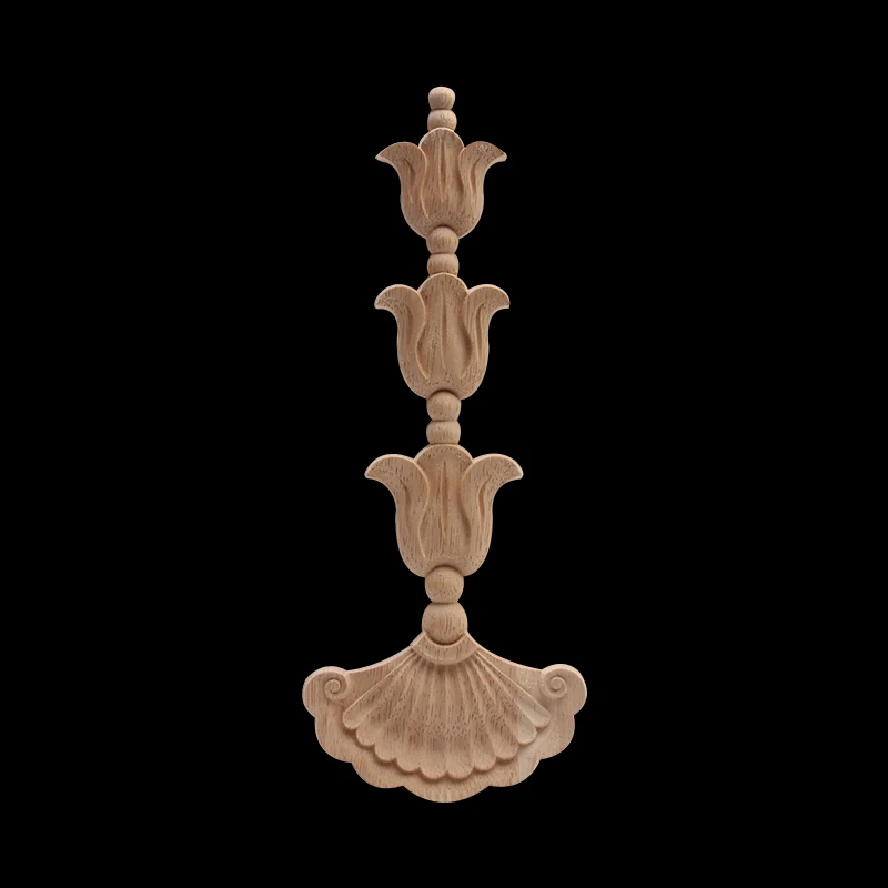 Wood Carved Decal Corner Applique Frame for  Vintage Unpainted European Home Wall Cabinet Door Decorative Wooden Miniature Craft