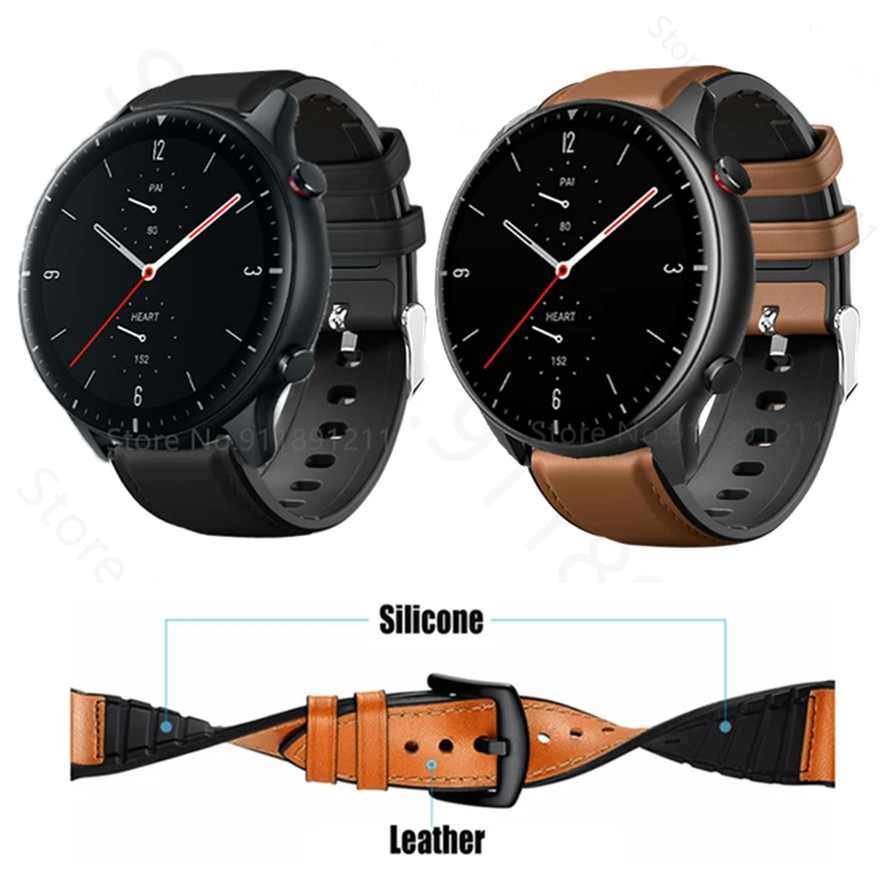 Leder Silikon Handgelenk Band Für Amazfit GTR 2 Strap 22mm Armband Für Huami Amazfit GTR 2 2e 47mm Tempo Stratos 3 2 2s Armband