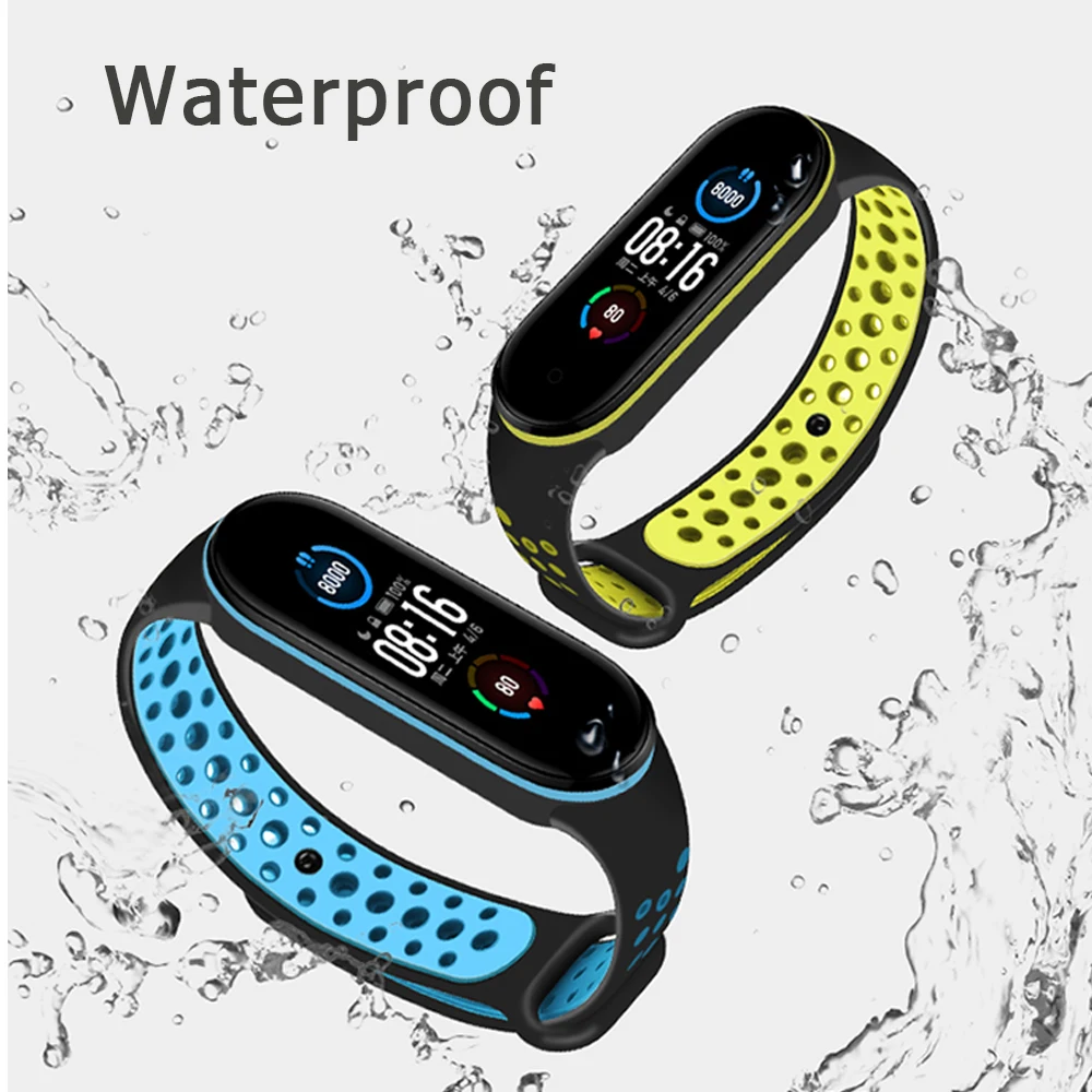 Correa de silicona para reloj Xiaomi Mi Band 5 y 6, pulsera transpirable para reloj inteligente Mi Band 3, band4, 5 y 6