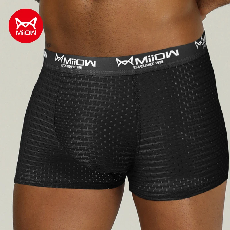 Miiow Mesh Mannen Ondergoed Boxershorts Antibacteriële Ijs Zijde Cueca Man Slipje Lingerie Ademend Boxershorts 2022 Nieuwe Collectie