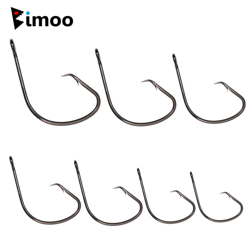 Bimoo 20pcs Black Red Fishhooks High Carbon Steel Saltwater Sport Offset Circle Hooks Fishing Hooks Tackle 1/0 2/0 3/0 4/0 5/0