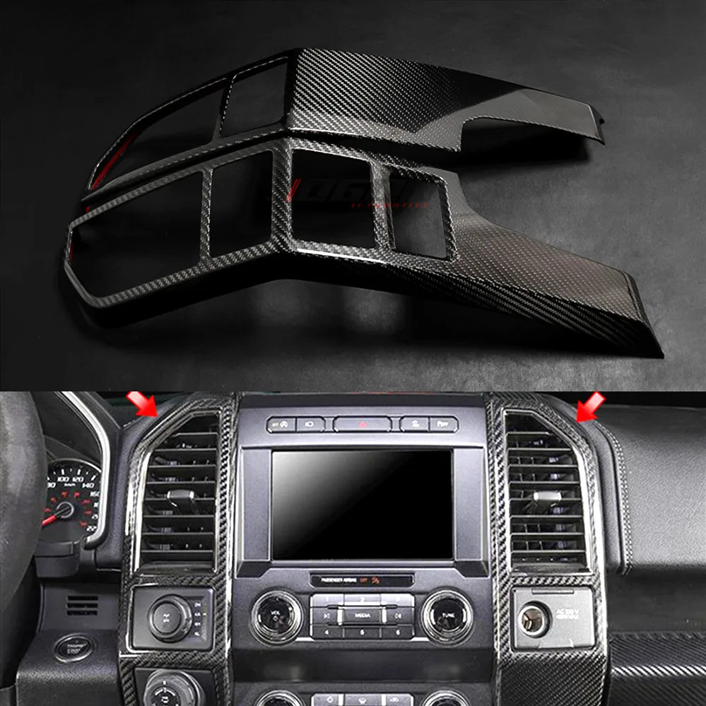 

Car Interior Front Dashboard Air Vent Cover Trim For Ford F150 F-150 2017 2018 2019 Real Carbon