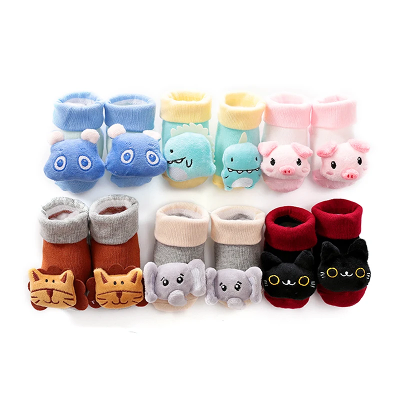 Cartoon Baby Socks Anti-Slip Newborn Rattle Socks Cute Autumn Floor Cotton Socks Warm Boots For Boys Girls Infant I0324