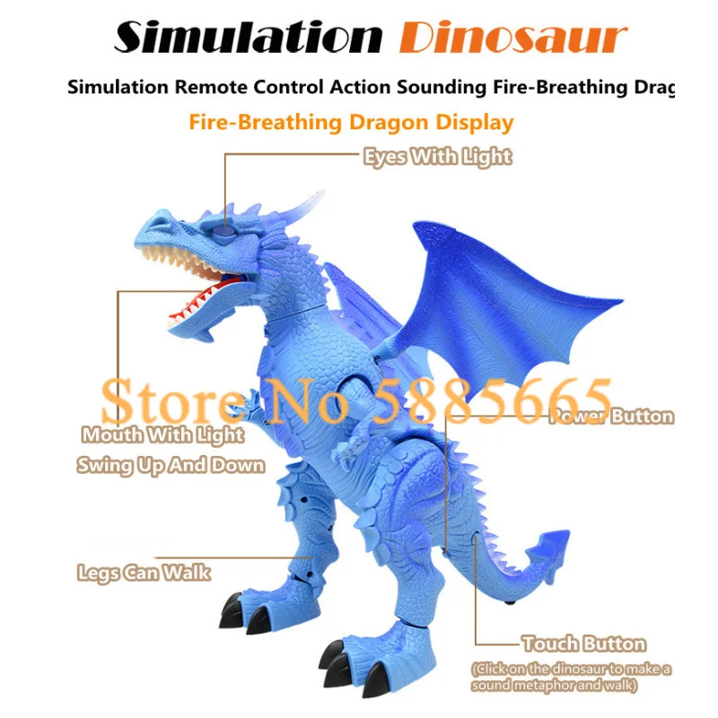 Elektryczna inteligentna maszyna z historiami przeciwpożarowy Model smoka akcja dźwięk pilot dinozaur symulacja spacer zabawki dla dzieci