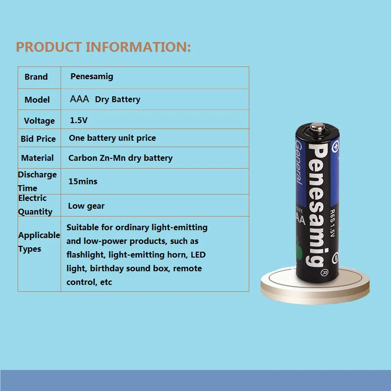 24pcs 1.5V Battery AAA Carbon Dry Batteries Safe Strong Explosion-proof 1.5 Volt AAA Battery UM4 Bateria No Mercury