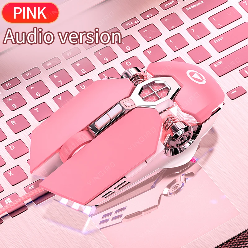 

Cute girl mechanical gaming mouse pink mouse gaming dedicated wired silent office computer mouse 3200dpi Pink