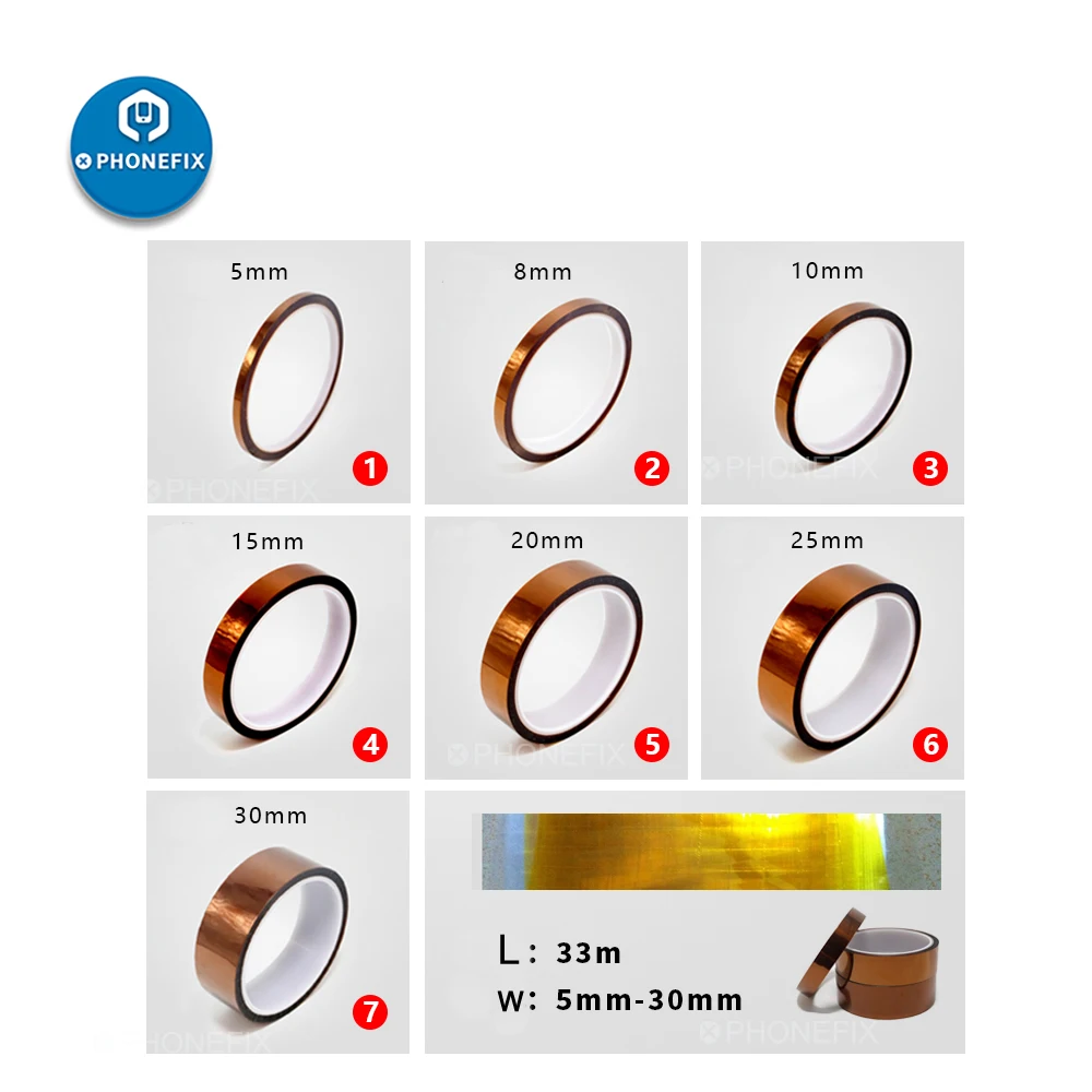 PHONEFIX 1CM 33M nastro termico BGA ad alta temperatura nastro isolante termico nastro isolante in poliammide riparazione cellulare