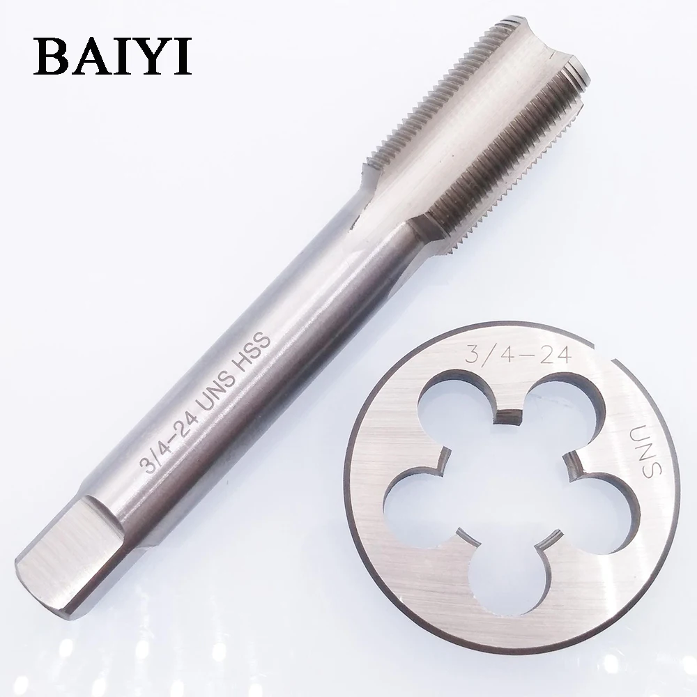 HSS 3/4-24 UNS Tap + 3/4-24 UNS Die Right Hand US Tap Pitch Threading Tools For Mold Machining