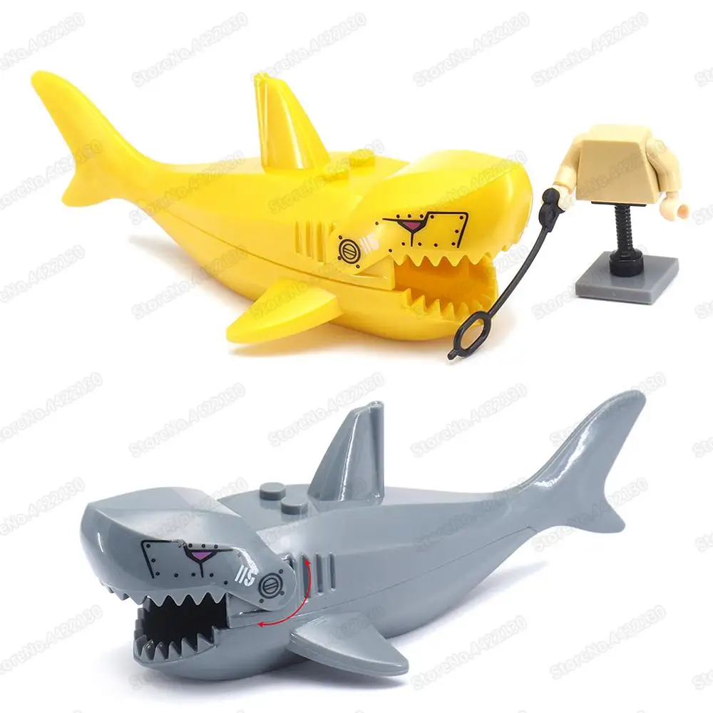 Mechanical Gold Shark Building Block Deep Sea Diving Figures Equipment Military Technology World Model Child Christmas Gift Toys