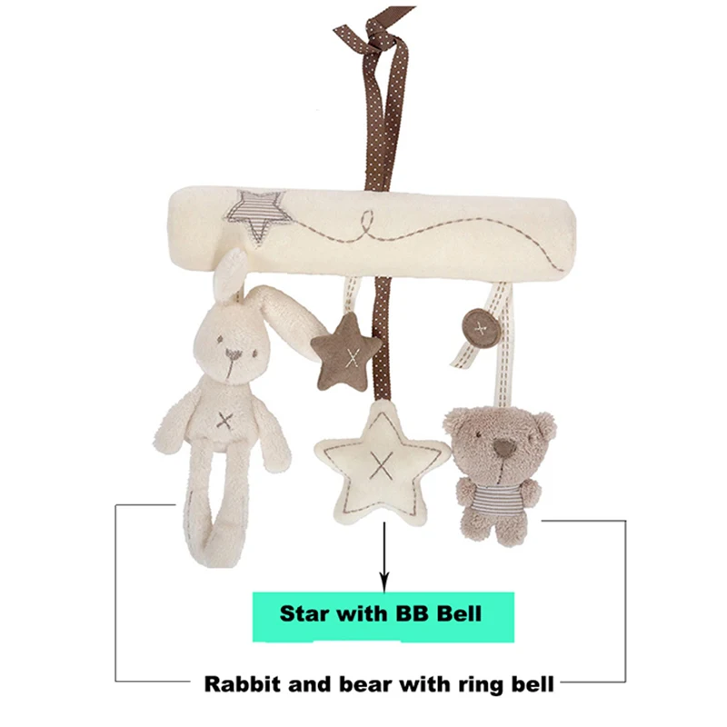 Rabbit baby hanging bed safety seat plush toy Hand Bell Multifunctional Plush Toy Stroller Mobile Gifts L0265