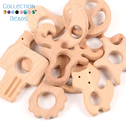 1/3/10Pcs Wooden Teething Animal Heart Star Car Steamship Shaped Safe Bite Wood Toys Diy Accessories