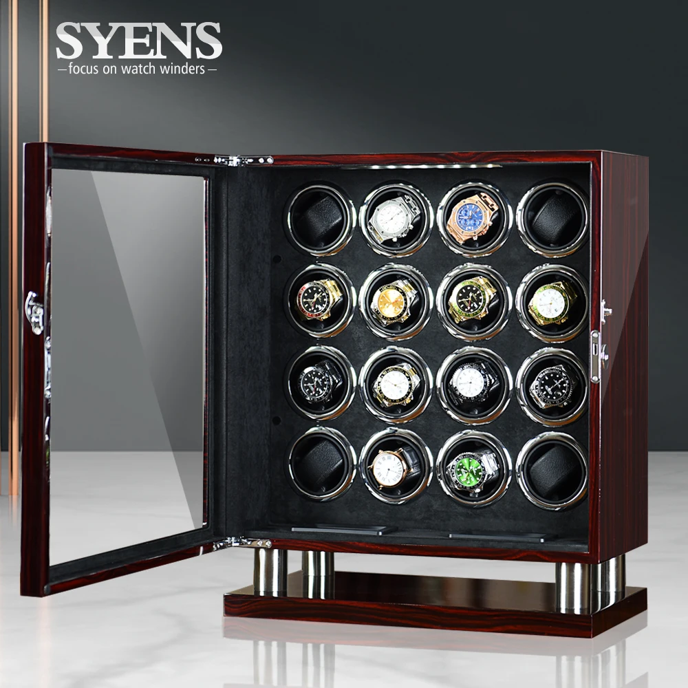 Lager watch winder with usb power Wood storage box 16 automatic watches winding case display cabinet Mechanical motor shaker