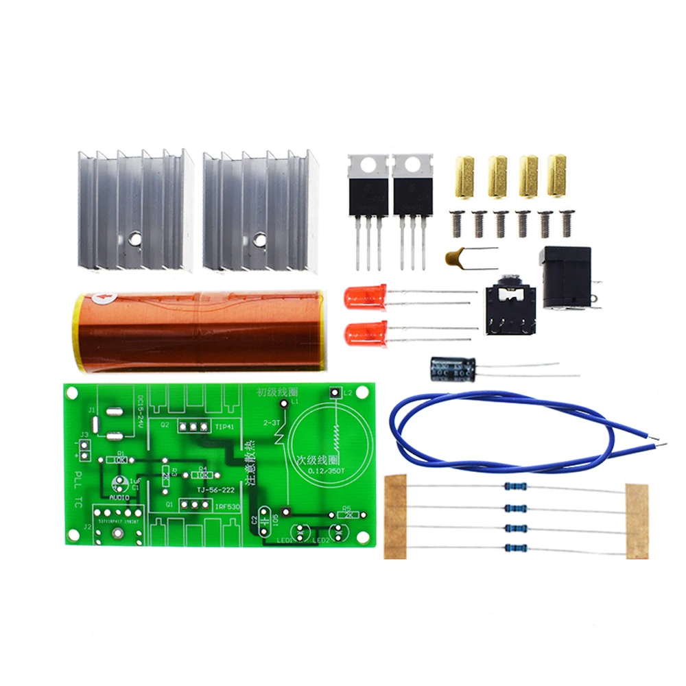 Kit electrónico de bricolaje, kit de generador de bobina Tesla de 15W para altavoz de cuerno de Plasma, kit de Proyecto de soldadura DIY para aprendizaje