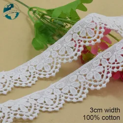 3cm Wide 100% Cotton Embroid Lace Sewing Ribbon Guipure Trim Wedding Decoration DIY Dolls Colthes Accessories Lace Edge#3999