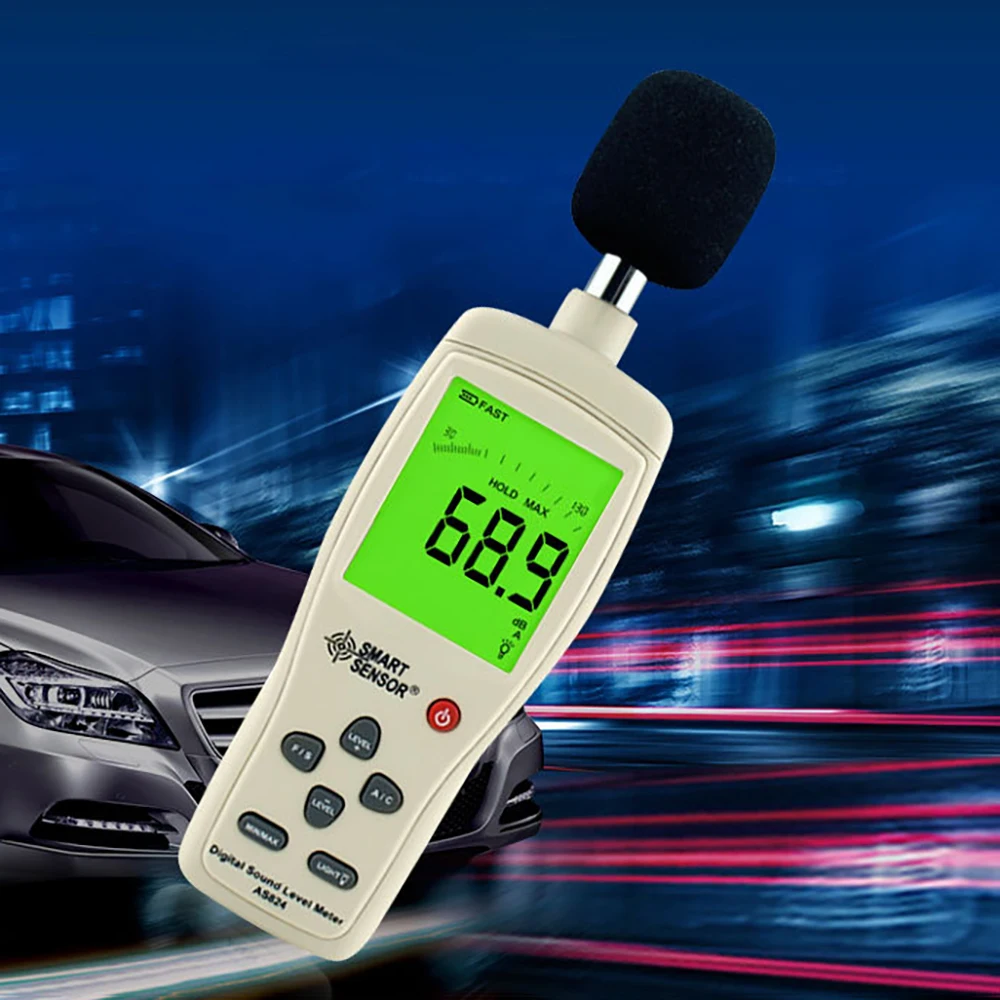 

Digital Sound Noise Level Meter Decibel Detector Pressure Level Tester LCD Display 30~130 dBA/35~130dBC db Meter With Battery