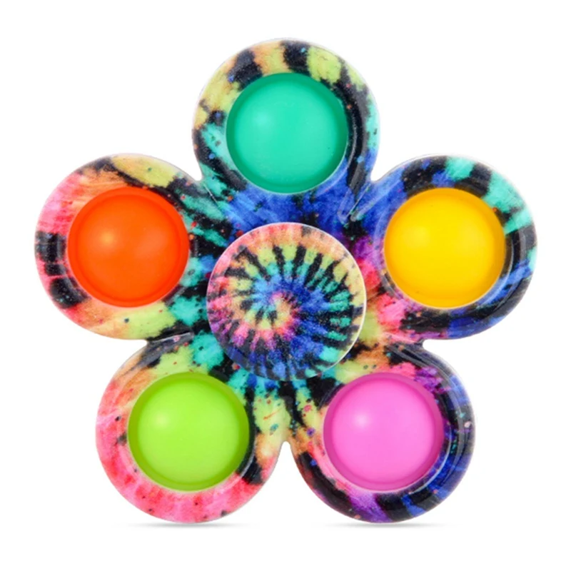 1PC Tie Dye Simple Fidget Spinner Finger Push Bubble Hand Spinner For ADHD Anxiety Stress Relief Sensory Party Favor For Kids