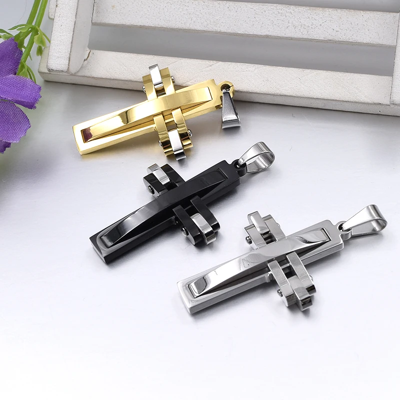 GOKADIMA bijoux,Fashion Metal 316l stainless steel Cross Pendant Necklace for men women Jewelry 2019 Wholesale WP313