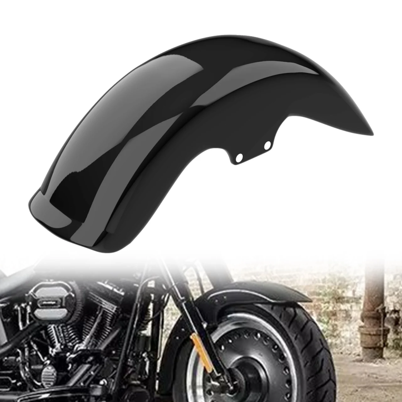 Motorrad Kotflügel Vorne Retro Kotflügel Abdeckung Glanz Schwarz ABS Kunststoff Für Harley Softail Fat Boy 2006-2017 FLSTF FLSTFB FLSTFI