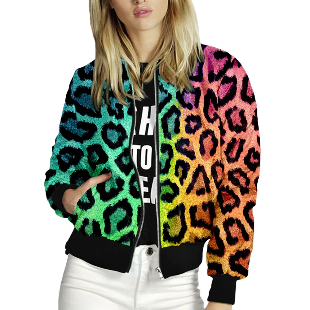 

2021 Spring Autumn Leopard Print Jackets Women Casual Zipper Jacket Long Sleeve Coat Female Fashion Classic Slim Outerwears
