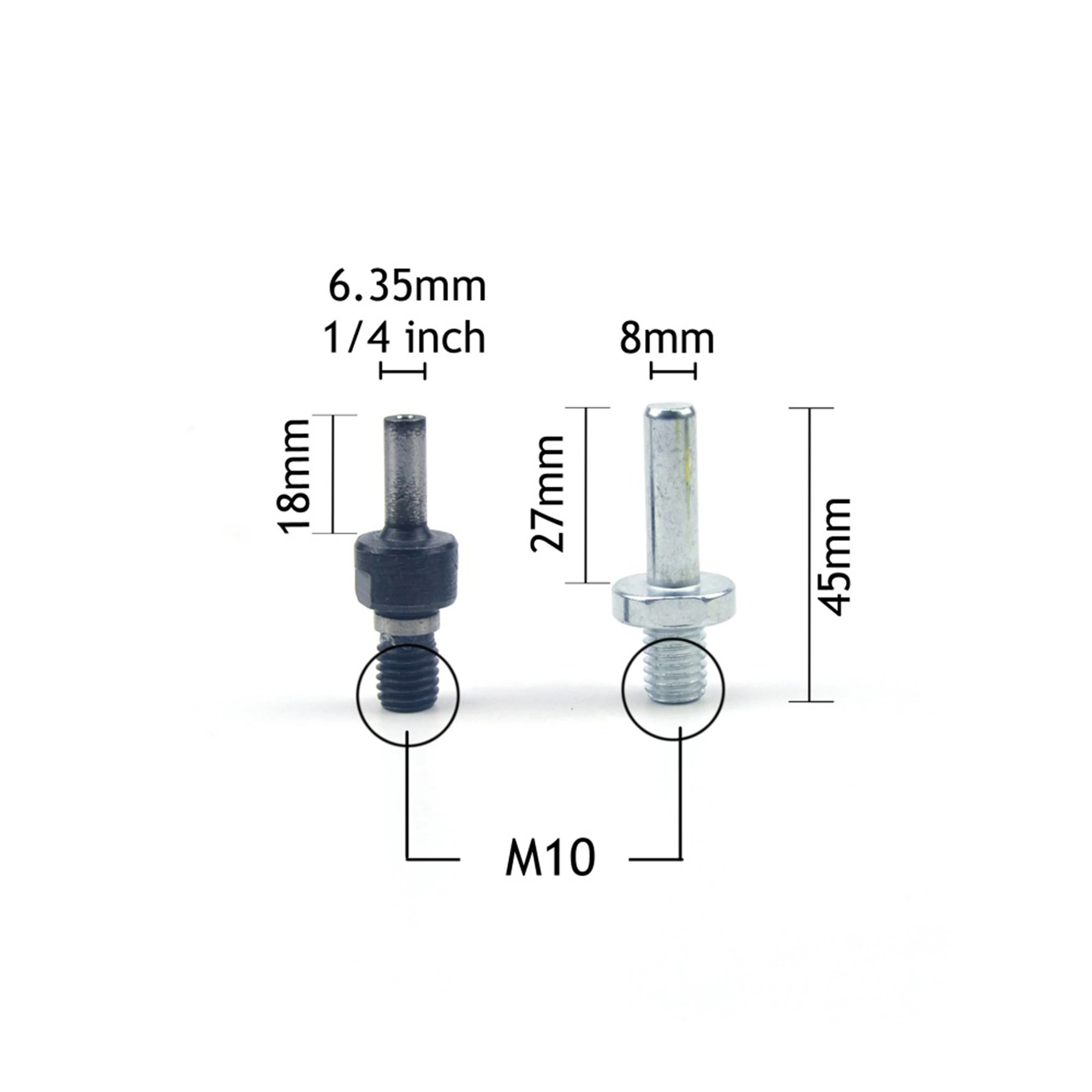 POLIWELL 2 piezas 8MM, 6,35 MM vástagos de conexión con rosca M10 para pegar disco de máquina pulidora