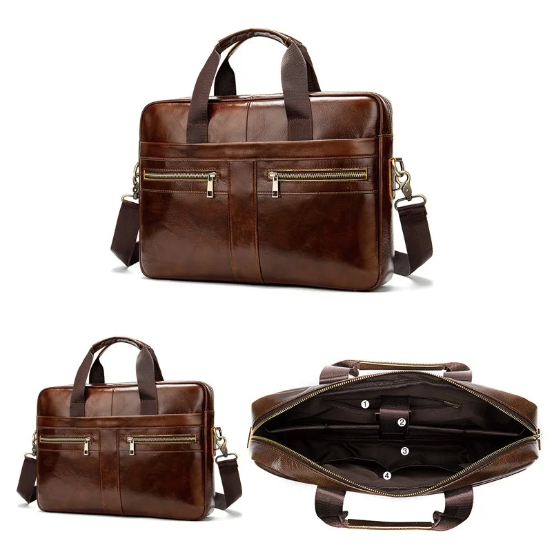 Natural Leather for men Messenger bags men briefcases Bag Business men Genuine Leather briefcase Male man laptop bag